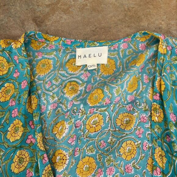 Maelu Kimono Womens  One Size Ethically Made Lightweight Floral Chic - Picture 6 of 6